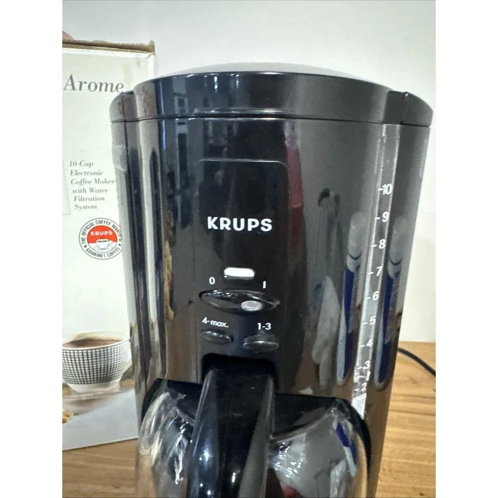 Krups Crystal Arome Time Coffee Maker Black w/ Box Tested Working 398